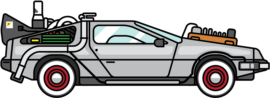 Back To The Future Delorean Clipart - Back To The Future Car Cartoon (1200x1200), Png Download