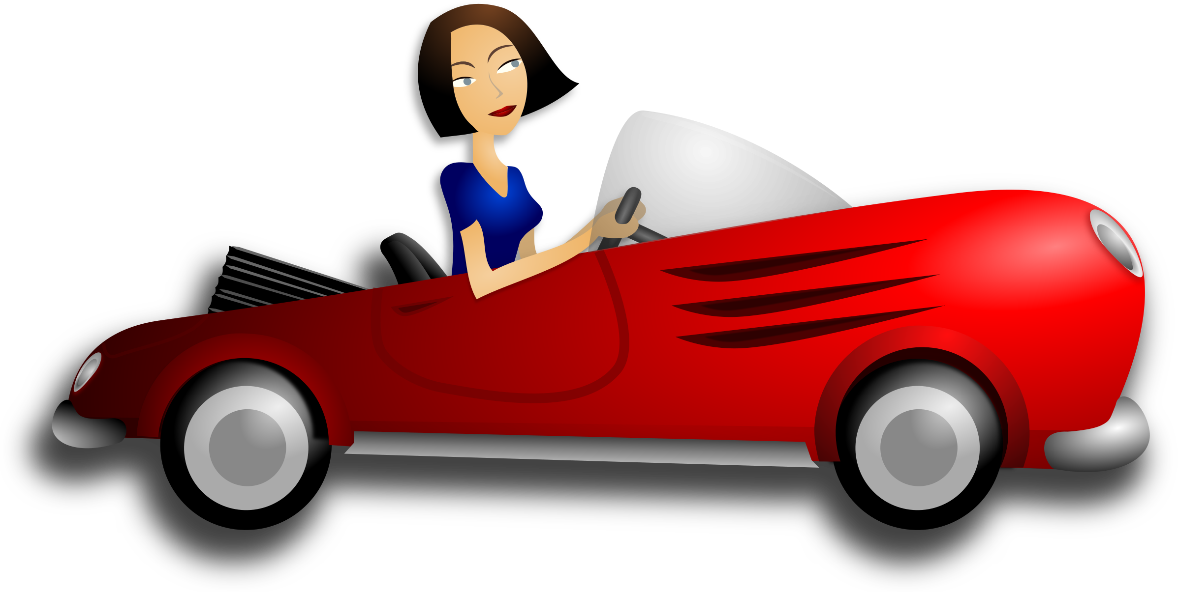 Brunette Female Driver Banner Free Stock - Woman Driving Clipart (2400x1208), Png Download