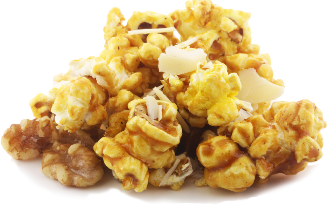 Walnuts And Almonds Caramel Popcorn - Caramel Popcorn Png (1200x966), Png Download