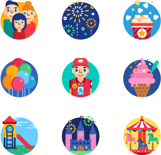 Amusement Park - United States Flat Icon (600x564), Png Download