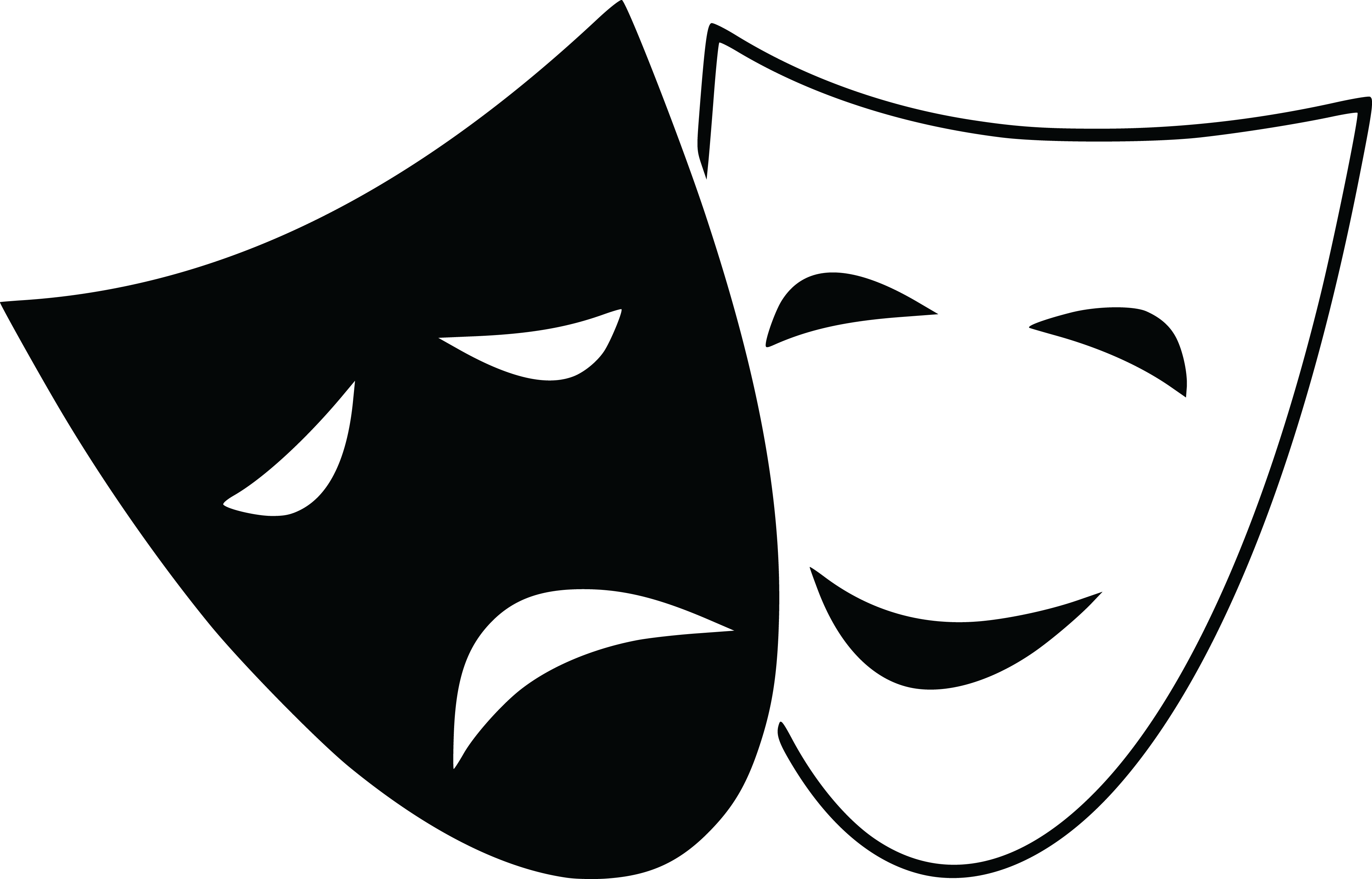 Free Clipart Of Theater Masks - Comedy And Tragedy Masks (4000x2563), Png Download