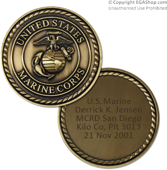 Custom Engraved Coin With Marine Corps Crest - United States Marine Corps (600x600), Png Download
