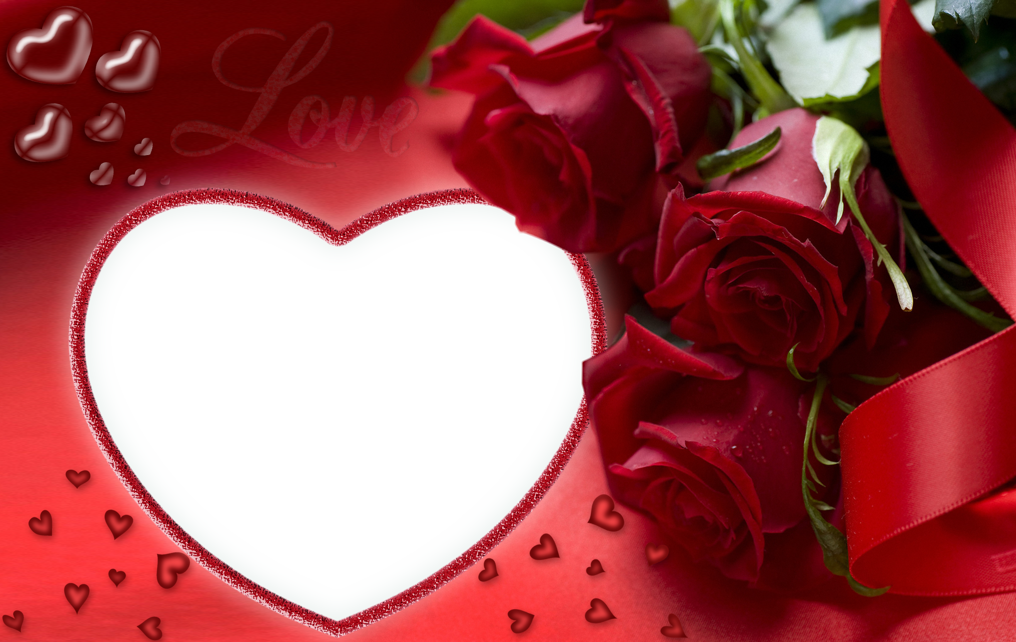 Love Heart Photo Frame (2076x1313), Png Download