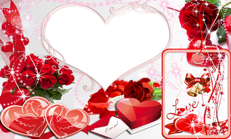 Valentine Frames Png Transparent Stock - Double Heart Photo Frame (800x480), Png Download