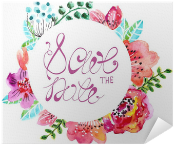 Watercolor Floral Frame For Wedding Invitation Poster - Alpha Chi Omega (400x400), Png Download
