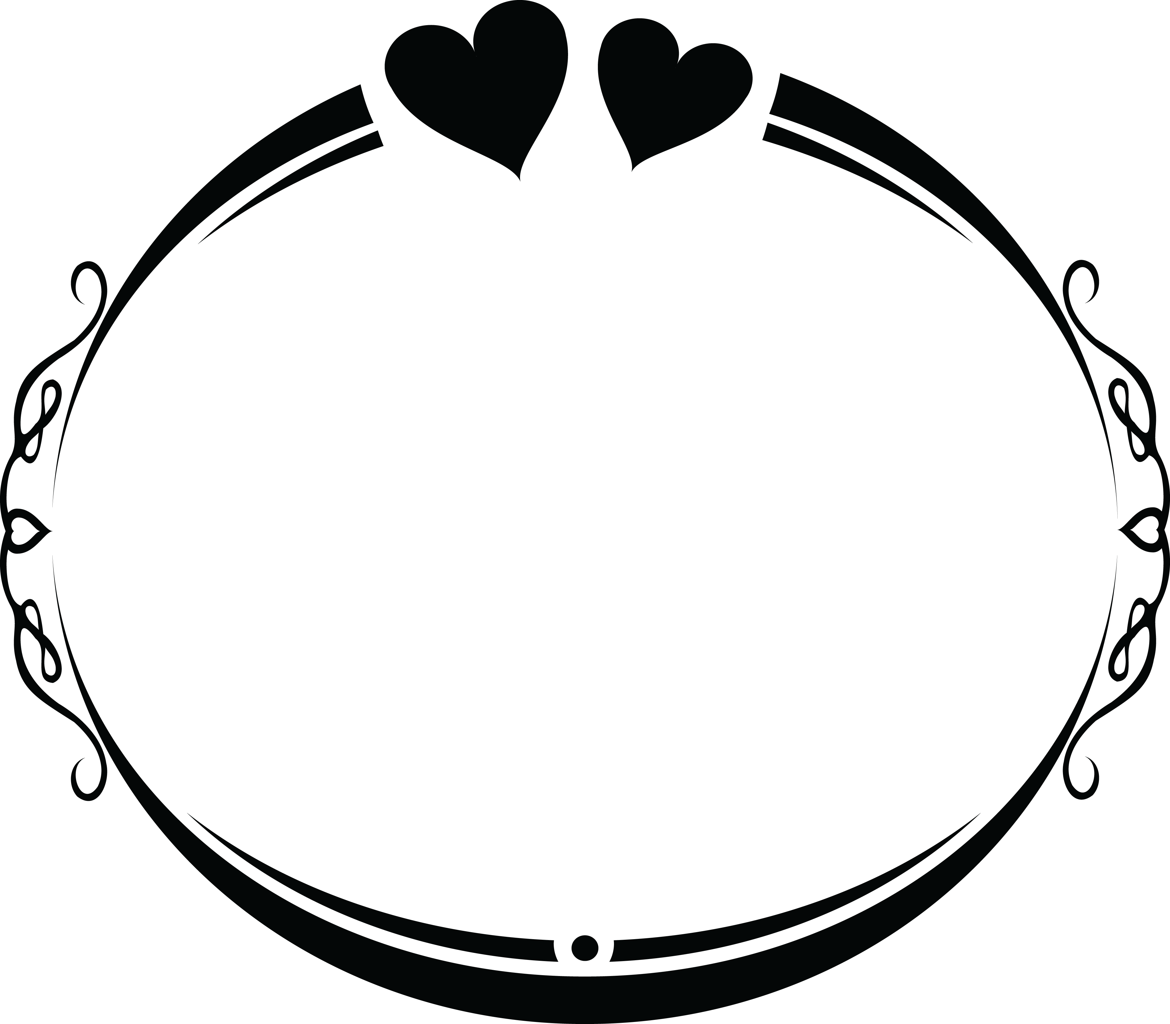 Free Clipart Of An Oval Wedding Frame Design With Love - Wedding Clipart Png Black And White (4000x3500), Png Download