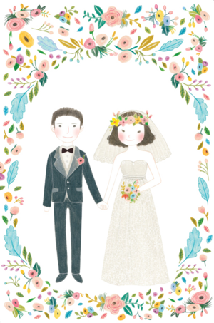 Wedding Dress Png - Wedding Couple Watercolor (300x453), Png Download