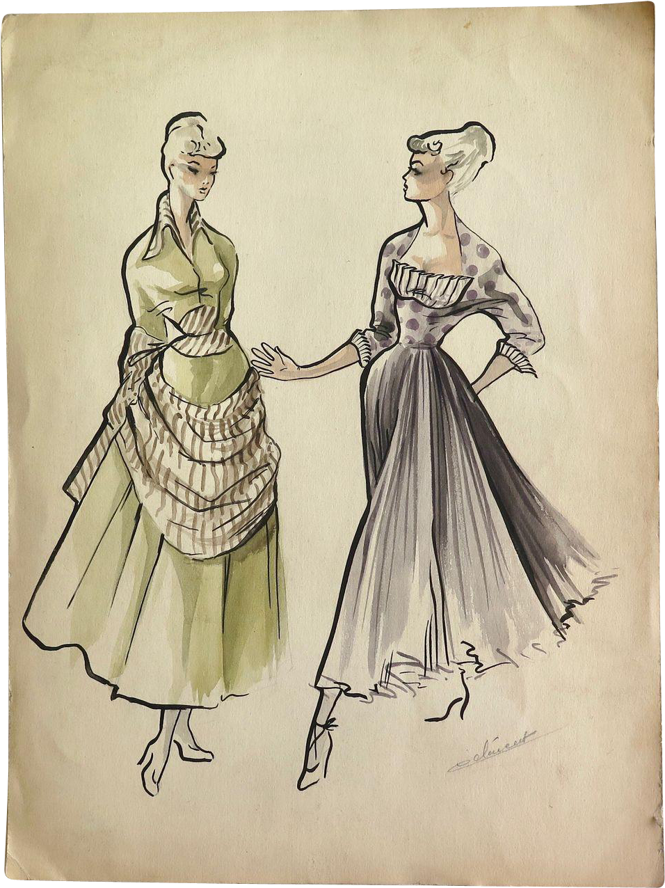 Clipart Transparent Stock Drawing Fashions Victorian - Watercolor Painting (1275x1275), Png Download