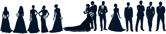 Wedding - Dress - Clipart - Png - Wedding Party Silhouette Png (590x492), Png Download