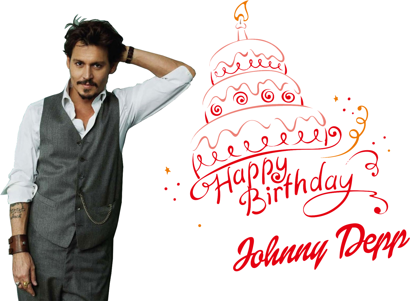 Johnny Depp Png File - Happy Birthday Johnson Cake (1920x1200), Png Download