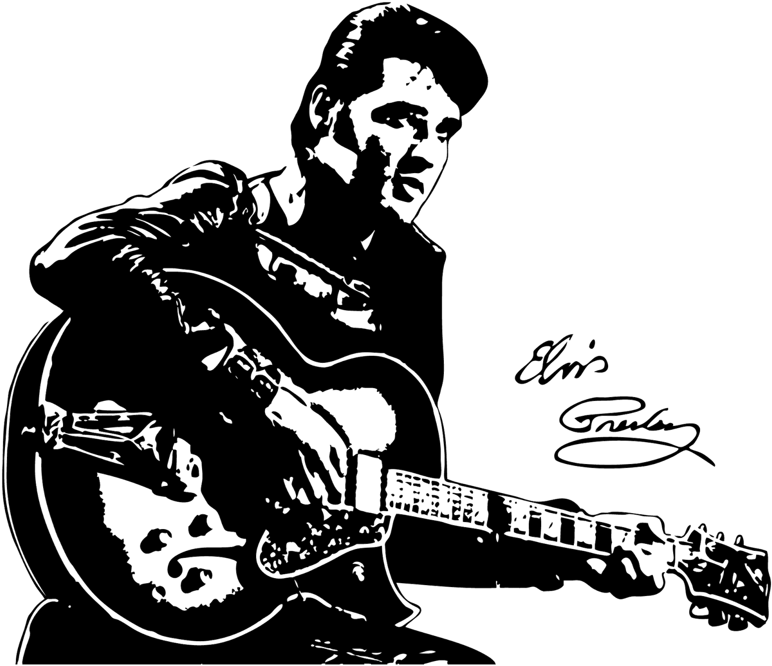 Guitar Clipart Guitar Elvis - Happy Birthday Elvis Fan (1600x1384), Png Download