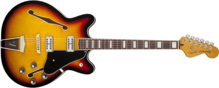 Associated With Players Like Dave Davies Of The Kinks - Fender Coronado Guitar, Rosewood Fingerboard, 3-colour (833x335), Png Download