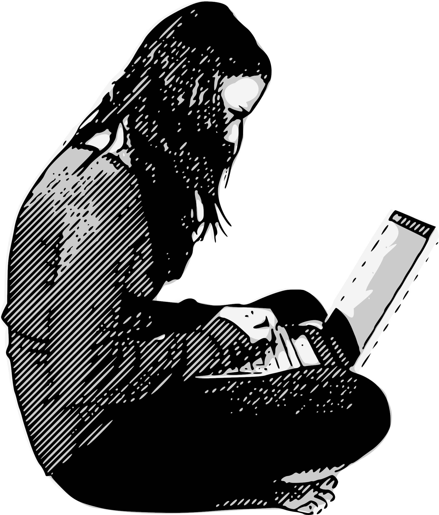 Big Image - Girl With Laptop (2024x2400), Png Download