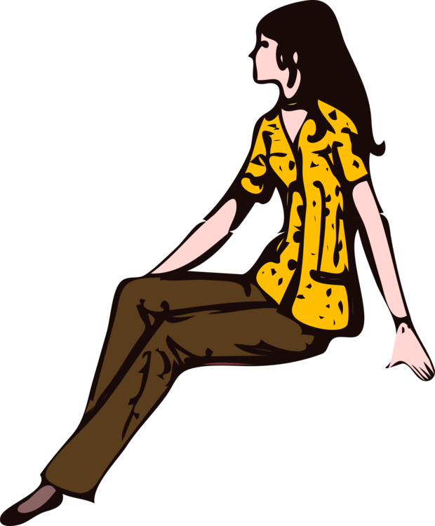 Sitting Girl Woman Manspreading Seat - Woman Sitting Clipart (620x750), Png Download