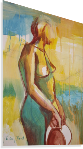 Nude With A Hat Canvas Print - Watercolor Paint (286x511), Png Download