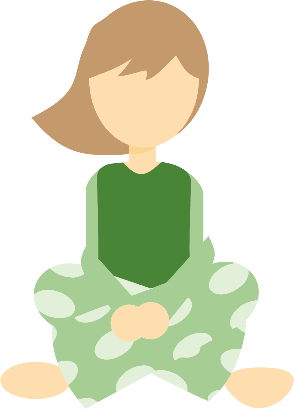 Clipart - Girl Sitting Cross Legged Clipart (977x1358), Png Download