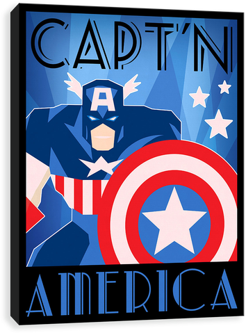 Art Deco Avengers - Marvel Art Deco Style Group Shot Printed Canvas 12w (500x500), Png Download