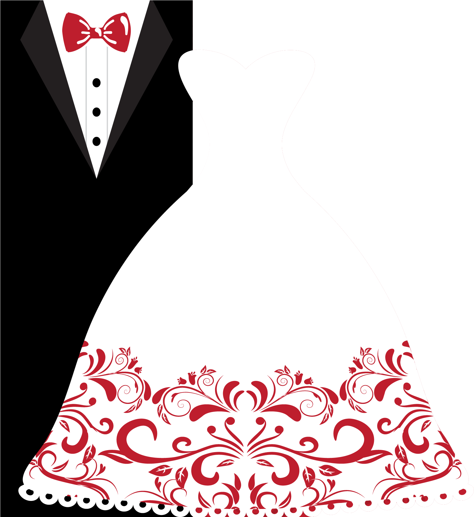 Groom Clipart Bride Groom Dress - Wedding Suit And Gown Vector (1800x1800), Png Download