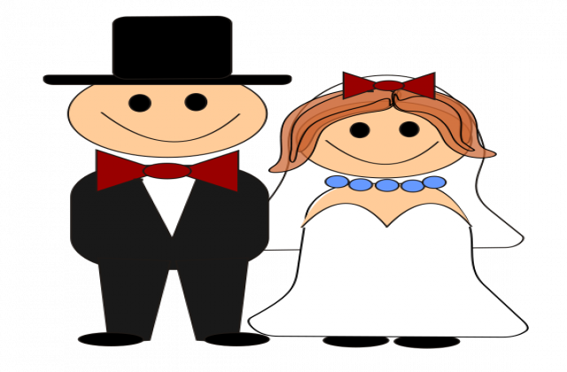 Bride And Groom Free Cartoon Bride Groom Clip Art Litle - Cartoon Bride And Groom (640x420), Png Download