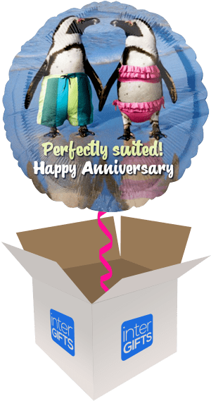Happy Anniversary - Penguins Holding Hands Funny Anniversary Card (568x568), Png Download