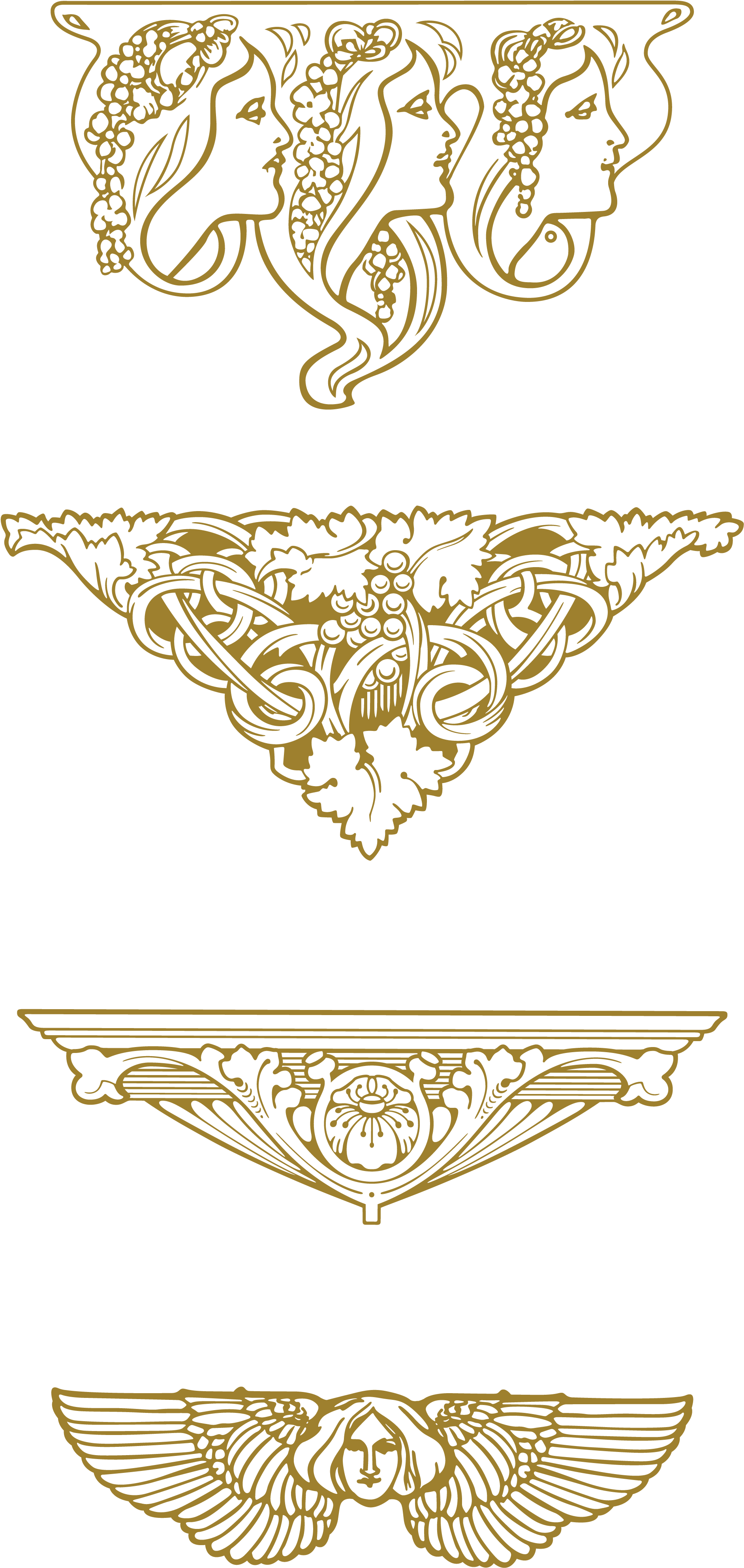 Image Stock Nouveau Ornaments Transprent Png Free Download - Art Nouveau Vector Art (1920x4003), Png Download