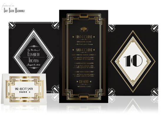 Art Deco Wedding Invitation Ellington - Art Deco Style Invitation (560x398), Png Download