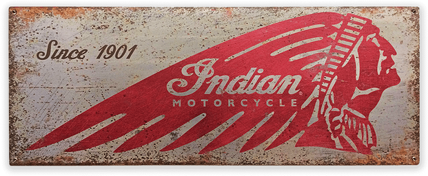 Indian Motorcycle Distressed Steel Sign Silver - Indian Motorcycle Logo Png (730x730), Png Download