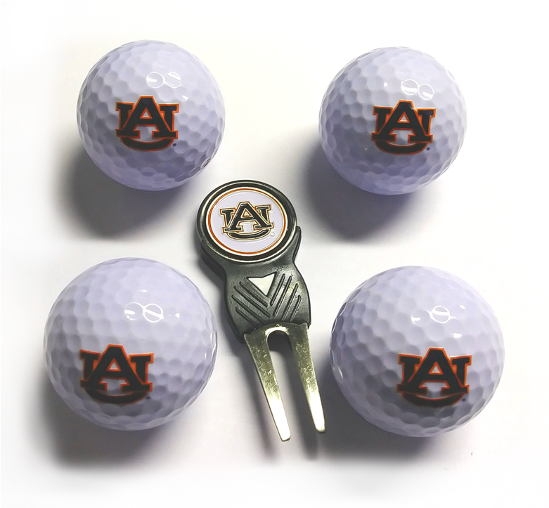 4 Pack Of Au Golf Balls With Ball Marker And Divot - Sphere (840x840), Png Download