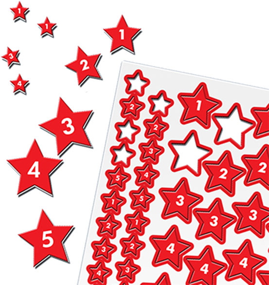 Magnetic Numbered Red Stars 10mm 20mm 30mm (621x600), Png Download