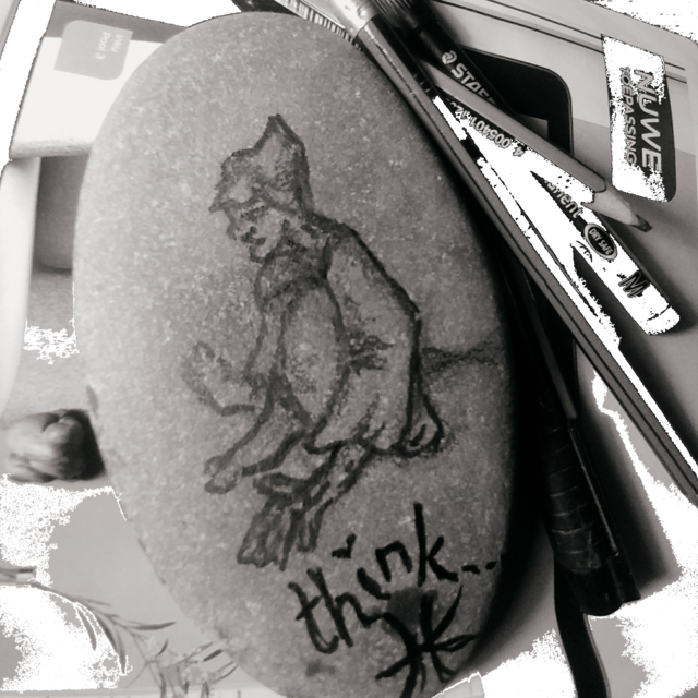 Pencil Sketch On Beach Pebble - Monochrome (640x640), Png Download