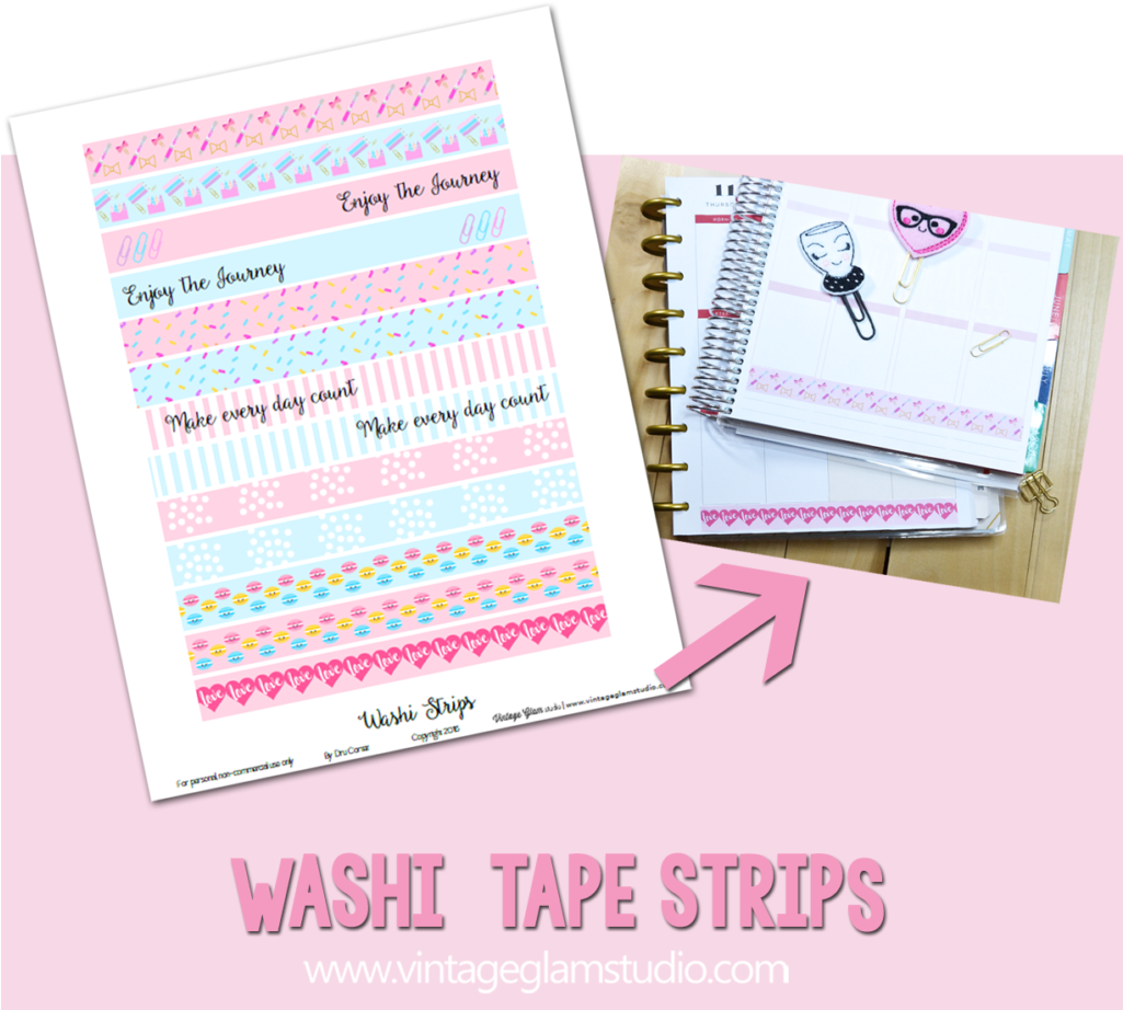 Fall Washi Tape Strips Planner Stickers Free Printable - Paper (1024x1024), Png Download