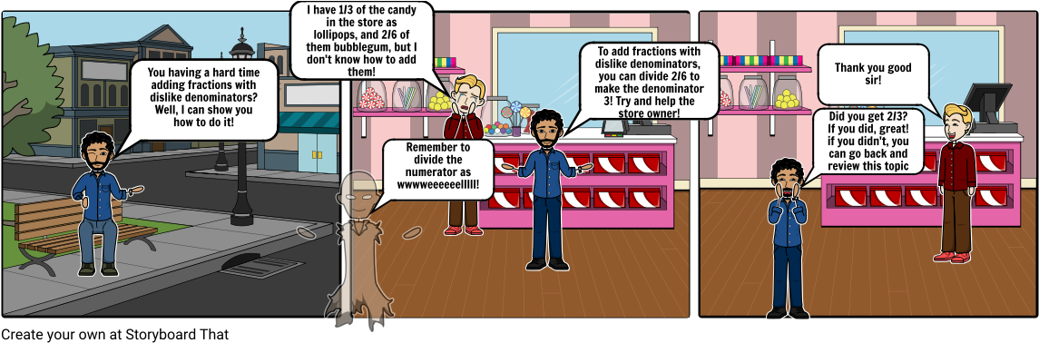 Add Fractions With Dislike Denominators - Cartoon (1164x385), Png Download