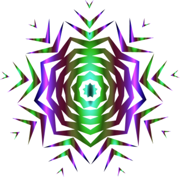 Prismatic Snowflake Vector Clip Art - Clip Art (600x591), Png Download