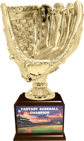 Fantasy Baseball Perpetual Gold Trophy - Baseball Full Size Glove Award Trophy Silver (580x580), Png Download