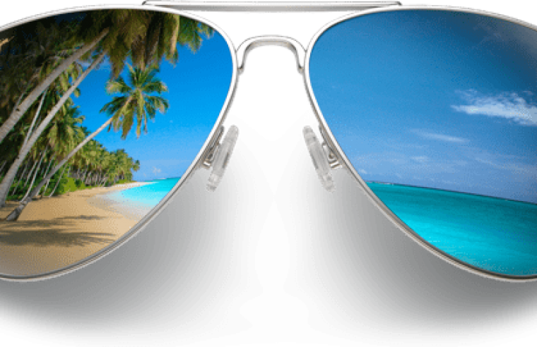 Mj Glasses Beach Reflection - Sunglasses (760x492), Png Download