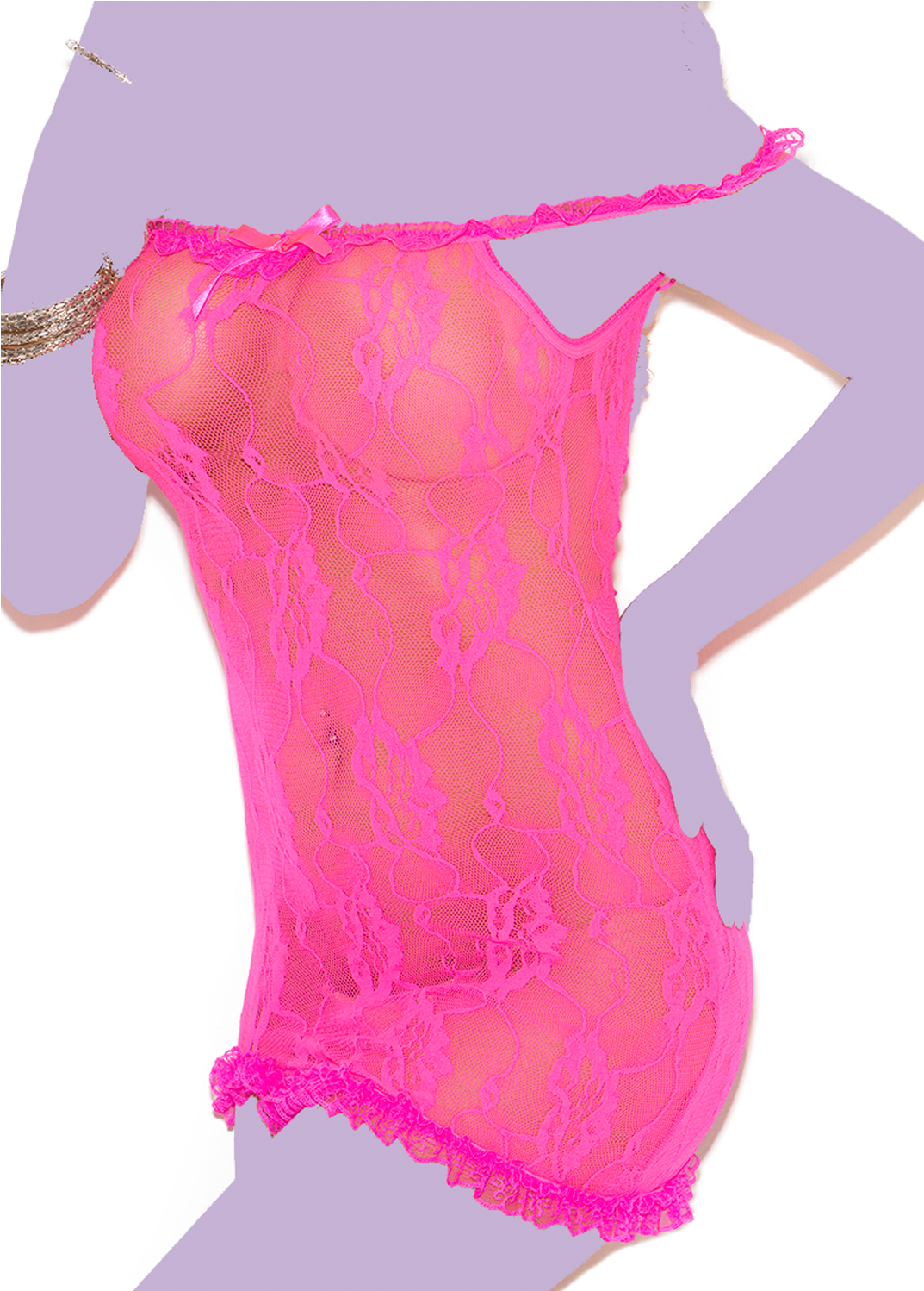 "hot" Flirty Floral Lace Chemise - Lingerie Top (1500x1500), Png Download