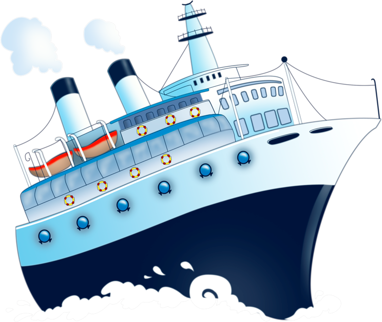 Cartoon Cruise Ship - Png Bateau (744x627), Png Download