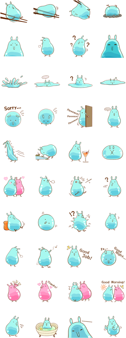 Sell Line Stickers Water Balloon Rabbit File (420x1121), Png Download