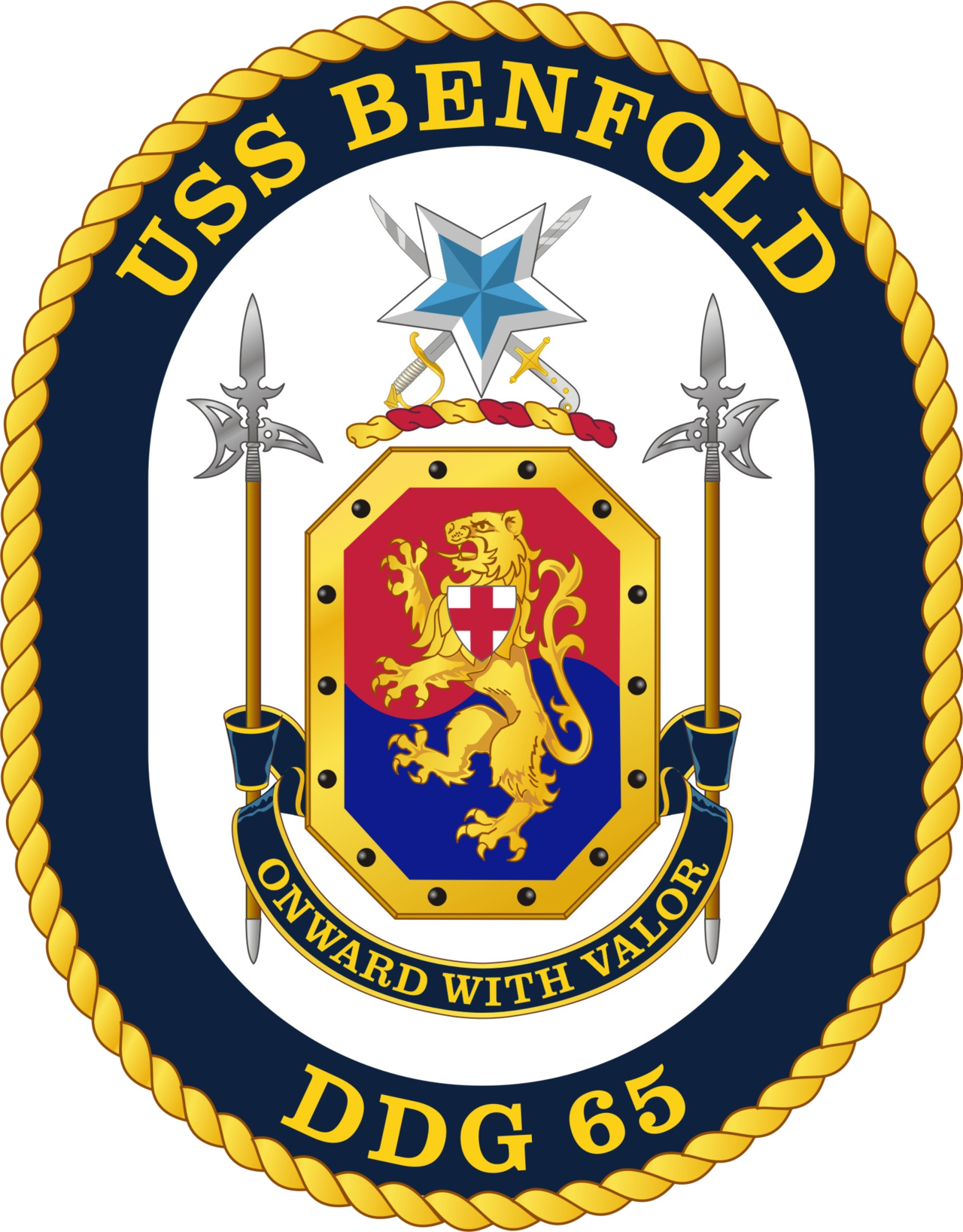 Wikipedia, The Free Encyclopedia Military Insignia, - Uss Benfold Crest (1280x1637), Png Download