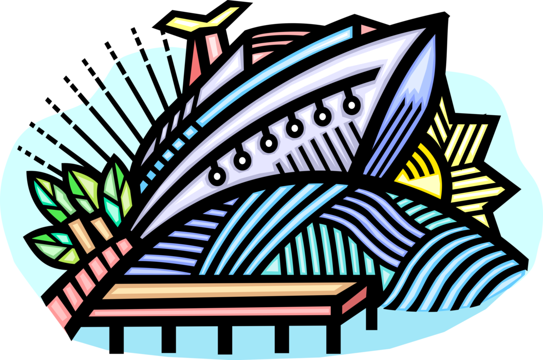 Vector Illustration Of Cruise Ship Or Cruise Liner (1057x700), Png Download