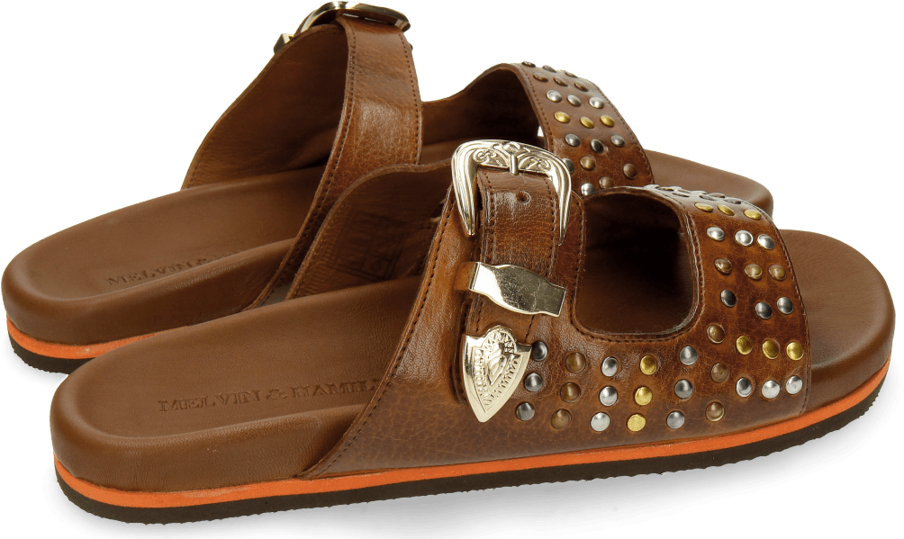 Sandals Helen 4 Tan Rivets Multi - Slide Sandal (1024x1024), Png Download