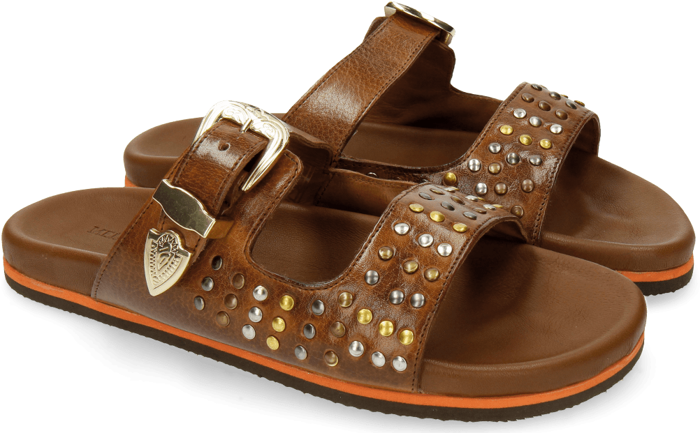 Sandals Helen 4 Tan Rivets Multi - Slide Sandal (1024x1024), Png Download