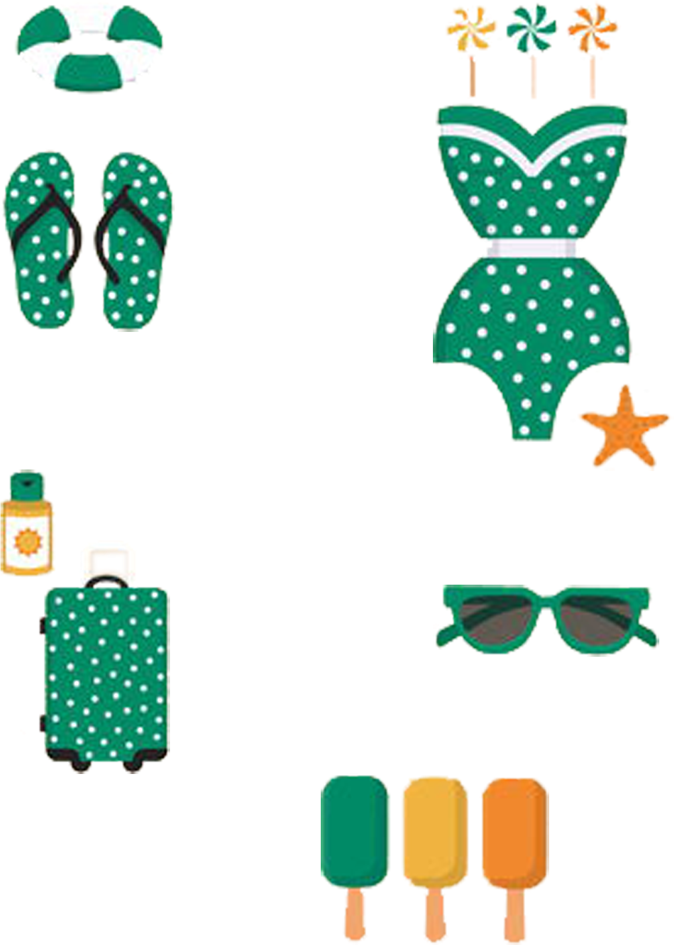 Sunglasses Flip-flops Swimsuit Slipper To The Sandals - Verano Vintage (1593x2200), Png Download