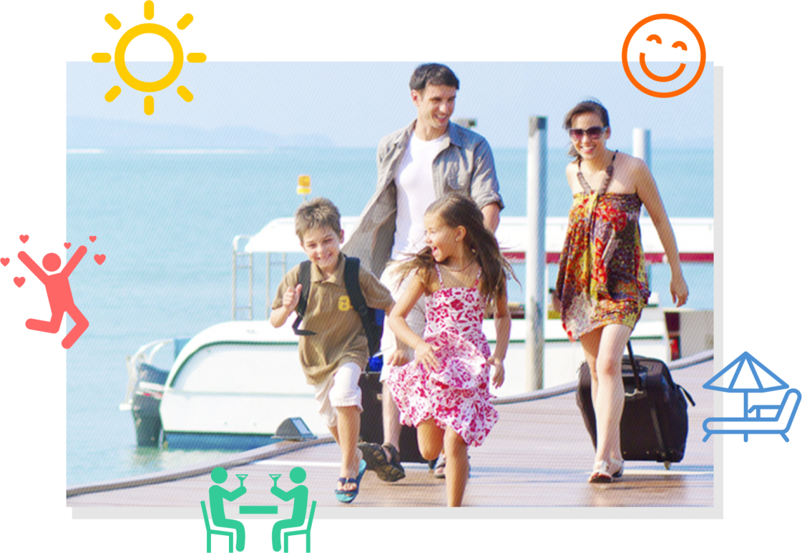 Ferias-familia - Family On Vacation With Suitcases (1170x806), Png Download