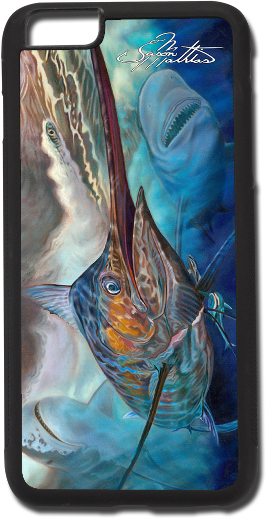 Iphone 6 Plus Blue Marlin Art Sharks - Smartphone (1164x1165), Png Download