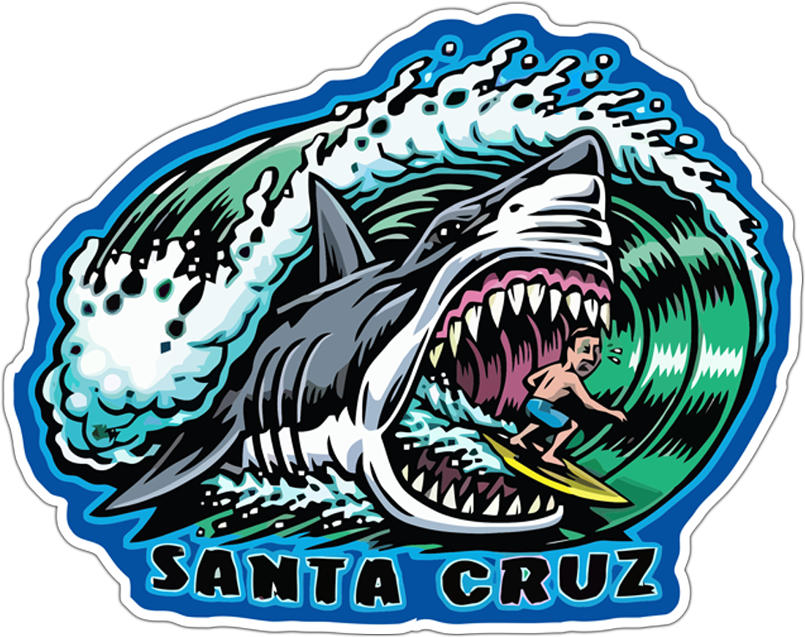 Car & Motorbike Stickers - Santa Cruz Surf Drawing (1200x995), Png Download