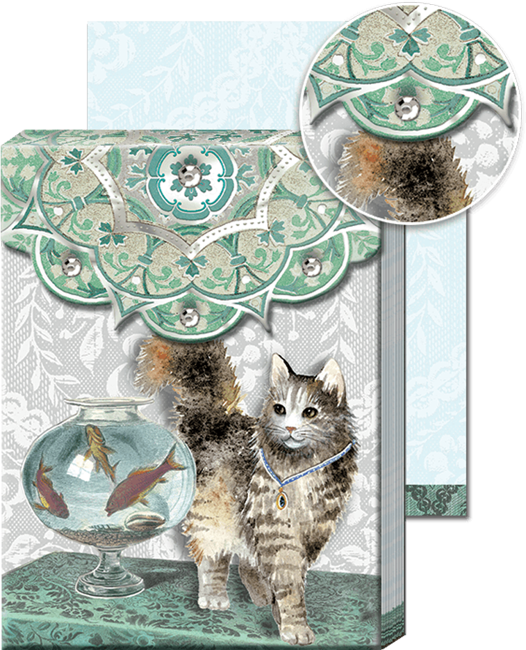 Posh Pets Fishbowl Cat Pocket Note Pad - Tabby Cat (1200x1200), Png Download