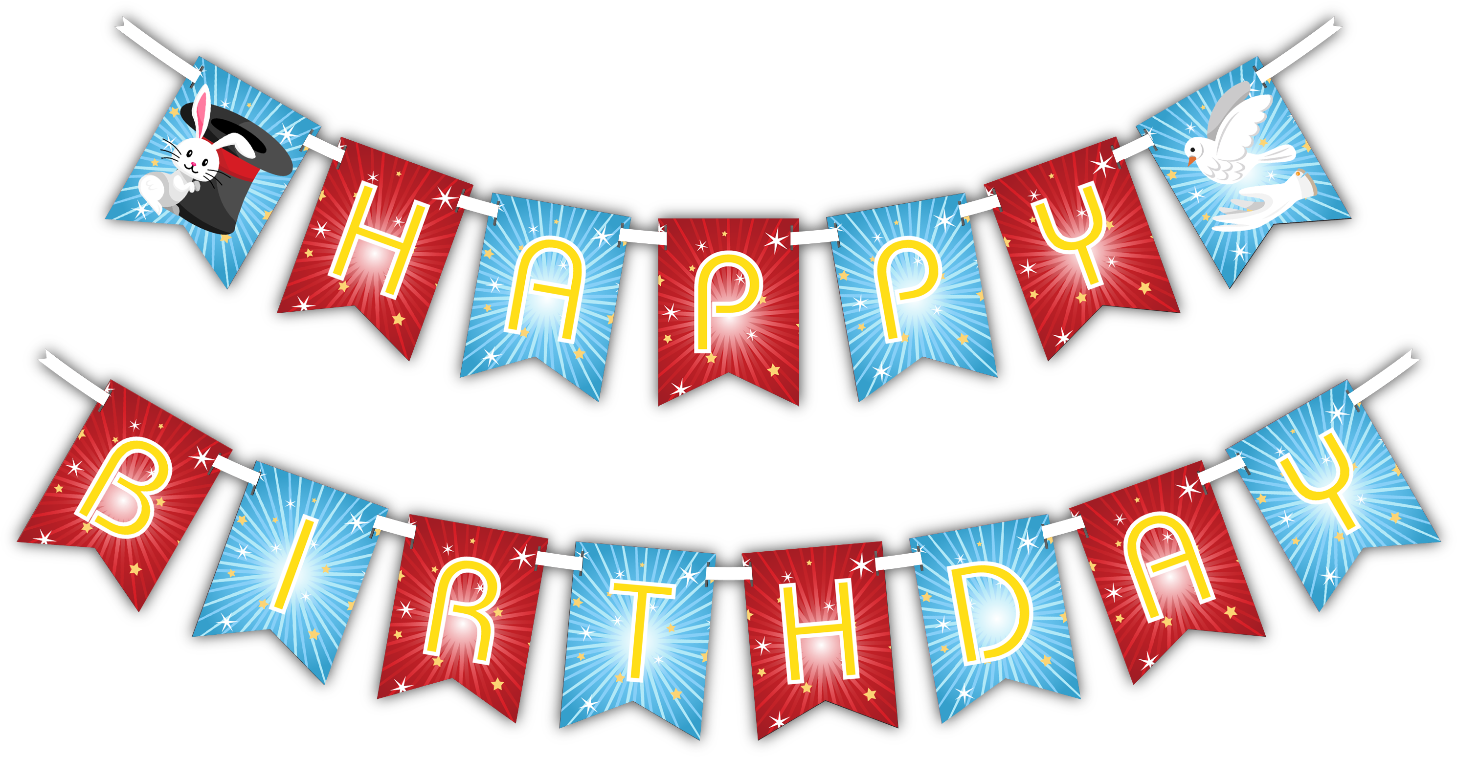 Magic Show "happy Birthday" Party Banner - Happy Birthday Christmas Banner (3000x1571), Png Download
