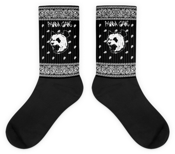 Panda Gang Black Bandana Socks - Sock (600x600), Png Download