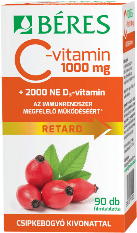 Béres Vitamin C 1000 Mg Retard Film-coated Tablets - Béres (1024x1024), Png Download